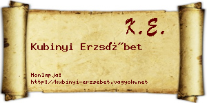 Kubinyi Erzsébet névjegykártya